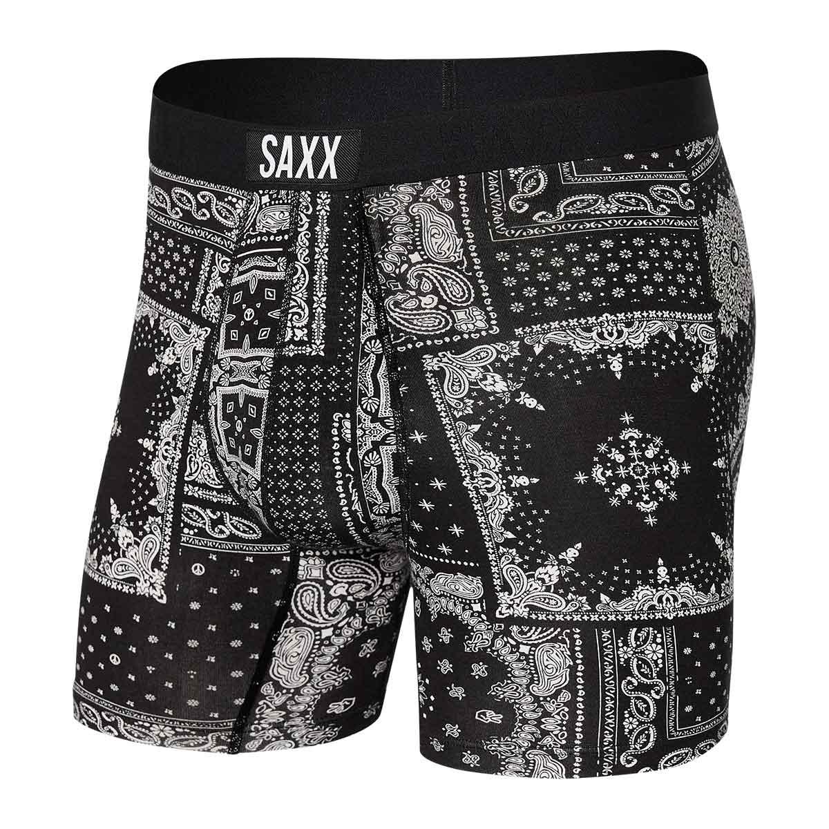 Saxx Vibe Boxer Brief Men's in Black Bandana Republic